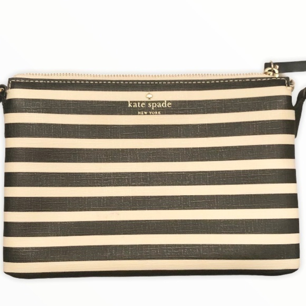 Kate spade black and white striped crossbody bag